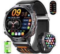 KALANKA-Montre Connectée Homme avec 900mAh, 1,73'' AMOLED Grand Écran Montre Connectée Militaire avec Kompass Baromètre, 110+ Modes de Sport, IP68 Étanche, Fréquence Cardiaque/SpO2 for Android iOS, N