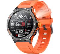 KALANKA-Montre Connectée Homme Smartwatch Sport: Bluetooth Appel 1.53" HD 3ATM Étanche Bracelet Connectee avec Torche LED Boussole Moniteur de Sommeil Fréquence Cardiaque SpO2 Fitness Tracker pour An