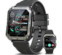 KALANKA-Montre connectée Militaire pour Homme, Montre de Sport avec réponse/Appel IP68, podomètre, Moniteur de fréquence Cardiaque, SpO2 pour Les Amateurs de Plein air
