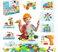 KALANKA-Mosaique Enfant Jeux Enfant 3 4 5 Ans201 Jeu Construction Enfant Avec Perceuse Visseuse Enfant Et 3D Puzzle Dinosaure Jeux Loisir Créatif Pour Cadeau Paques Enfant Garcon 2 3 4 5 6 Ans