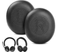 KALANKA-Mousse Coussin Coussinets pour Jabra Elite 45h, pour Casque Evolve2 65 MS UC, Pièces de Casque en Mousse à Mémoire de Forme, Coussinets d'oreille en Cuir Protéiné Souple (Noir)