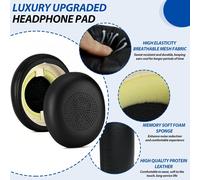 KALANKA-Mousse Coussin Coussinets pour Jabra Evolve2 65, Oreillettes de Remplacement, Coussinets d'oreille avec Cuir protéiné Plus Doux, pour (65MS 65UC USB)/Evolve2 40 (40UC 40MS USB)/Elite 45h
