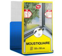 KALANKA-Moustiquaire fenetre Ajustable 130x150cm Toile moustiquaire - Grillage Fine Maille inclut Une Bande adhésive et Chiffon de Nettoyage