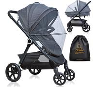 Kalanka-Moustiquaire Poussette Universelle Avec Fermeture Éclair,Respirant Protection Anti-Insectes Pour Landau,Berceau Et Moïse,3d Pvc Tissu À Maille Fine Et Résistante (Gris Foncé)