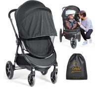 Kalanka-Moustiquaire Poussette Universelle,Respirant Pare-Soleil Anti-Uv Upf50+ Avec Fermeture Éclair Et Pour Landau,Berceau Et Moïse,3d Pvc Tissu À Maille Fine Et Résistante,Sac Inclus (Noir)