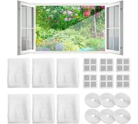 Kalanka-Moustiquaires Pour Fenêtres, 6pcs130x150cm Filet De Fenêtre Anti-Insectes, Avec 6 Bandes Velcro Autocollantes, Protégez La Famille Des Insectes, Blanc