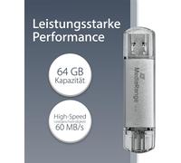 KALANKA-MR937 Clé USB 64GB Argent Combo Flash Drive USB 3.1 + Typ C