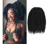Kalanka-Mscat 10 Inch Marley Twist Braiding Hair 8 Packs Black Marley Hair Crochet Braidscrochet Hair For Crochet Faux Locs Synthetic Braiding Hair Extension For Women (10 Inch 8packs, 1b#)