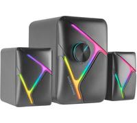 KALANKA-MSH21, Haut-parleurs Gaming RGB 2.1 + Subwoofer 35W, Système Inversé 3D Surround, Haut-parleurs Compacts RGB Dynamique, Alimentation USB + Jack 3.5mm, Noir