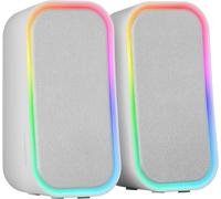 KALANKA-MSOMW, Haut-parleurs Gaming 20W, Ã\u2030Clairage RGB Dynamique, Bluetooth 5.3 + AUX-in, Boîtier de Contrôle de Volume, Chipset DSP Personnalisé, Compatibilité Universelle, Blanc