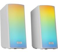 KALANKA-MSRGB2W, Haut-parleurs Bluetooth 5.3 15W, Processeur Sonore DSP, Éclairage RGB Dynamique, Panneau Avant Mesh Complet, Boîtier de Contrôle, Entrée Jack 3.5mm + USB, Blanc