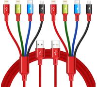 KALANKA-Multi CâBle de Charge Usb 4A CâBle De Charge 4 En 1 avec Adaptateur De Port Usb C/Micro Usb Pour TéLéPhone Portable/Samsung Galaxy/Google Pixel/Sony/Lg/Huawei (2Pack / 4ft)