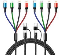 KALANKA-Multi Charger Cable 6 in 1 [2 Pack/1.2 M] Multi USB Cable USB A/C to Type C/Micro USB/Lightning Nylon Universal Charging Cable for iPhone, iPad, Android Samsung