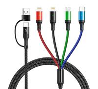 KALANKA-Multi Charger Cable 6 in 1 [3.5A/1.2M] Multi USB Cable USB A/C to Type C/Micro USB/Lightning Nylon Universal Charging Cable for iPhone, iPad, Android