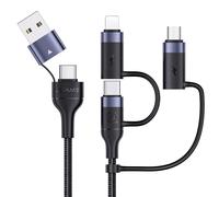 KALANKA-Multi USB Cable 6 in 1 60W Multi USB Charger Cable Fast Charging Nylon PD 3A USB A/USB C to USB C USB C Cable Universal Charger for Laptop, Tablet, Phone (2M Black)