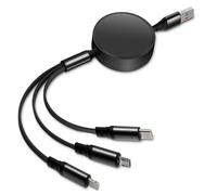 KALANKA-Multi USB Cable [6A 1.2M] Retractable 3 in 1 Universal Cable Multi Charger Fast Charging Cable with Type C Micro USB Phone Port for iPhone Samsung Galaxy Huawei Honor OnePlus (Black)
