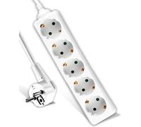 KALANKA-Multiprise 5 Prises et Câble 1,5m - Bloc Multiprises avec 5 Prises 16A Shuko pour Maison, Bureau, Magasin, Garage - 250V - Compact et Pratique - Électrique - Blanc