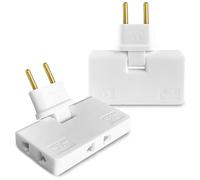 KALANKA-Multiprise avec 3 Prises et Connexion Pivotante à 180 2 Prise Multiple avec Adaptateur Européen-Américain Très Léger et Compact Triplette Electrique, Blanc x 2