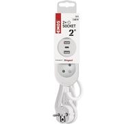 KALANKA-Multiprise avec USB, rallonge 2 Prises et 3 Ports USB, câble d'extension de 2 m, 2 Ports USB-A + 1 Port USB-C, Courant de Charge Max. 3,4 A, Protection de Contact Accrue, IP20 pour l'intérieu