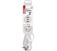 KALANKA-Multiprise avec USB, rallonge 2 Prises et 3 Ports USB, câble d'extension de 2 m, 2 Ports USB-A + 1 Port USB-C, Courant de Charge Max. 3,4 A, Protection de Contact Accrue, IP20 pour l'intérieu