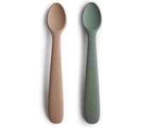 Kalanka-Mushie Cuillères Bébé Pour Enfants Lot De 2 Cuillère En Silicone Sans Bpa Cuillère D'alimentation Lavable Au Lave-Vaisselle Accessoires Pour Les Tout-Petits Dried Thyme/Natural