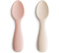 Kalanka-Mushie Cuillères De Démarrage En Silicone Lot De 2 Cuillères Pour Tout-Petits Pour Bébé Pour Apprendre À Manger Seul Lavable Au Lave-Vaisselle Blush/Shifting Sand