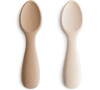 Kalanka-Mushie Cuillères De Démarrage En Silicone Lot De 2 Cuillères Pour Tout-Petits Pour Bébé Pour Apprendre À Manger Seul Lavable Au Lave-Vaisselle Natural/Shifting Sand