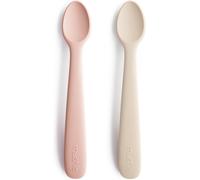 Kalanka-Mushie Lot De 2 Cuillère En Silicone Sans Bpa Cuillère D'alimentation Lavable Au Lave-Vaisselle Accessoires Pour Les Tout-Petits Blush/Shifting Sand