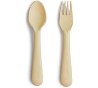 Kalanka-Mushie Set De Fourchette Et Cuillère Pour Enfants Couverts De Table Réutilisables Résistants Au Lave-Vaisselle Et Au Micro-Ondes Fabriqué Au Danemark Pale Daffodil