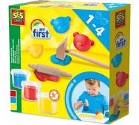 KALANKA- My First ¿ Pâte à Modeler avec Outils Kit 3 Pots 90g Couleurs Jaune Rouge Bleu Sans Gluten Stimulation Créativité Motricité Bébé Dès 12 Mois Facile à Nettoyer