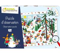 KALANKA-MY MANDARINE PU028C - Un Puzzle d'Observation ''Cherche et Trouve'' de 76 pièces - Poster inclus - A partir de 5 ans, Thème Vie à la montagne