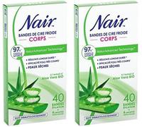 Kalanka-Nair - Bandes De Cire Froide Corps, Spéciales Peaux Sèches, A L'extrait D'aloe Vera Bio, 97% D'origine Naturelle, Naturadvanced Technology, 40 Bandes (Lot De 2)
