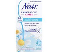 Kalanka-Nair - Bandes De Cire Froide Corps, Spéciales Peaux Sensibles, À L'extrait De Camomille, 99% D'origine Naturelle, 40 Bandes + 4 Lingettes ""Finition Douceur