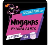 Kalanka-Ninjamas Pyjama Pants Fille, 60 Sous-Vêtements De Nuit Absorbants, 4-7 Ans, 17-30kg, Protection Maximale Contre Les Fuites Toute La Nuit En Toute Discrétion, Pack 1 Mois