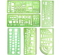 Kalanka-Normographe Geographie 6 Pcs Gabarit Cercle Regle Pochoir Normographe Pour Croquis Et Schémas,Modèles De Mesure,Pochoir Geometrique,Règle Gabarit Pour Studio Artistique Ou Dessin Et Dessin Pe