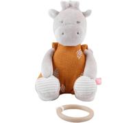 KALANKA-NOUKIE'S - Mini Peluche Musicale Tiga - Doudou Girafe en Veloudoux + Anneau en Bois - Éveil Musical - Cadeau Bébé