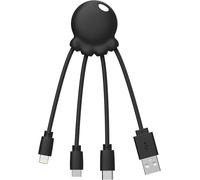 KALANKA-Octopus 4 in 1 Multi USB Cable in Octopus Shape - Universal Charger in Recycled Plastic USB-C, Lightning, USB-A, Micro USB for Smartphone - Black