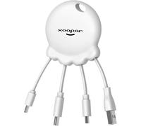 Kalanka-- Octopus Booster Blanc - Powerbank 1000 Mah+ Câble Multi Connecteurs Usb - Hub Usb 4 En 1 : Usb C, Usb Et Micro Usb - Câble Chargeur Universel Et Batterie Externe - Format Porte-Clefs