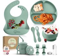Kalanka-O'doe Vaisselle Bebe Set Repas Bebe 1er Age 11 Pièces \U2013 Coffret Repas Bebe Avec Bol Silicone À Ventouse, Cuillères, Tasses, Bavoirs, Assiettes \U2013 Set Repas Bébé Complet Coffrets