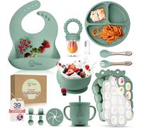 Kalanka-O'doe Vaisselle Bebe Set Repas Bebe 1er Age 15 Pièces ¿ Coffret Repas Bebe Avec Bol Silicone À Ventouse, Cuillères, Tasses, Bavoirs, Assiettes ¿ Set Repas Bébé Complet Coffrets Repas Led