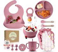 Kalanka-O'doe Vaisselle Bebe Set Repas Bebe 1er Age 15 Pièces \U2013 Coffret Repas Bebe Avec Bol Silicone À Ventouse, Cuillères, Tasses, Bavoirs, Assiettes \U2013 Set Repas Bébé Complet Coffrets