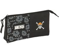Kalanka-One Piece Pirates - Trousse Triple, Trousse Pour Enfant, Idéale Pour Les Enfants D'âge Scolaire, Confortable Et Polyvalente, Qualité Et Résistance, 22 X 3 X 12 Cm, Noir, M, Décontracté