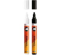 KALANKA-One4All 227HS Lot de 2 marqueurs acryliques brillants (épaisseur de trait de 4,0 mm, brillants, très couvrants et permanents, séchage rapide, rechargeables) 251 blanc brillant et 252 noir