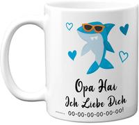 KALANKA-Opa Hai Tasse Geschenk ¿ Süßes Geburtstagsgeschenke für Opa, Weihnachten Geschenkidee ¿ 11oz Kaffeetasse Keramik, Mikrowellen Spülmaschinenfest, Geschenk von Enkel Enkelin