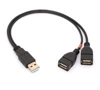 KALANKA-OpenII USB 2.0 1 vers 2 Y Splitter adaptateur de câble, USB 2.0 Type A mâle vers double USB 2.0 femelle Jack câble de synchronisation de données et chargement Cordon d'extension 30 cm
