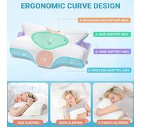 Kalanka-Oreiller Orthopédique Ergonomique À Mémoire De Forme Cervicales Douloureuses Coussin Pour La Nuque, Soulager La Douleur, 53.8 X 11/9 X 33 Cm, Bleu Vert