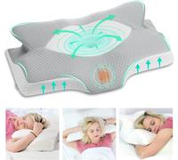 Kalanka-Oreiller Orthopédique Ergonomique À Mémoire De Forme Cervicales Douloureuses Coussin Pour La Nuque, Soulager La Douleur, 64 X 12,5/10,5 X 38 Cm,Gris Argenté