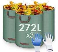 KALANKA-Orientools Sacs à déchets pour feuilles avec poignée robuste, 272 L x 3 sacs collecteurs de feuilles, sac pliable pour outils de jardinage poubelle
