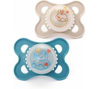 Kalanka-Original Night Soothers Lot De 2 Tétines Phosphorescentes Pour Bébé De 0 À 6 Mois Avec Étui Stérilisateur Pour Tétine Bleu/Crème