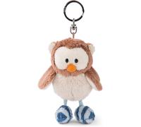 KALANKA-Oscar 48967 Keyring Owl 10 cm Brown with Rotating Head Cuddly Toy Pendant with Key Ring for Lanyard, Keychain & Key Holder
